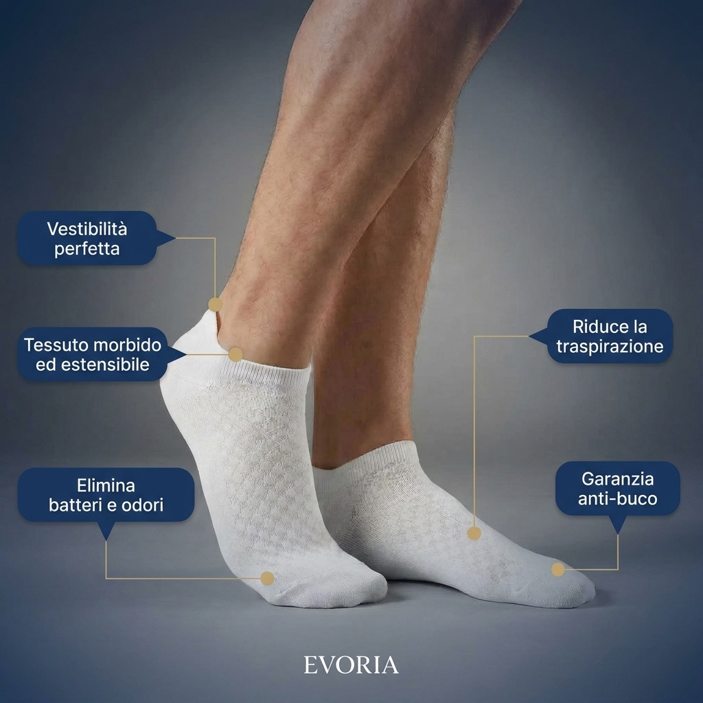 CALZINI EVORIA CORTI IN FIBRA DI BAMBÙ PREMIUM